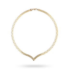 9ct Yellow Gold Two Way Herringbone V Shape Collarette Necklace