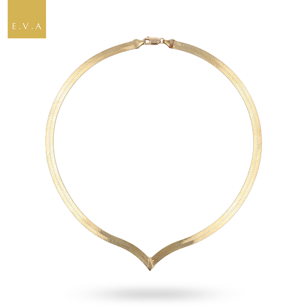 9ct Yellow Gold Two Way Herringbone V-Shape Collarette Necklace