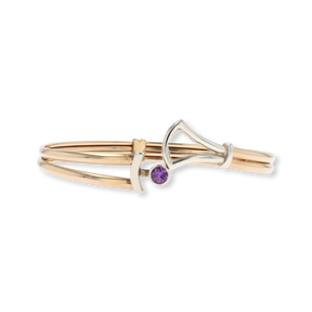 9ct Yellow & White Gold Amethyst Solitaire Tension Bangle
