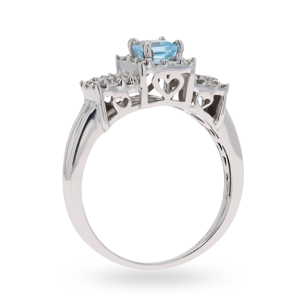 9ct White Gold "Le Coeur" Sky Blue Topaz & Diamond Ring