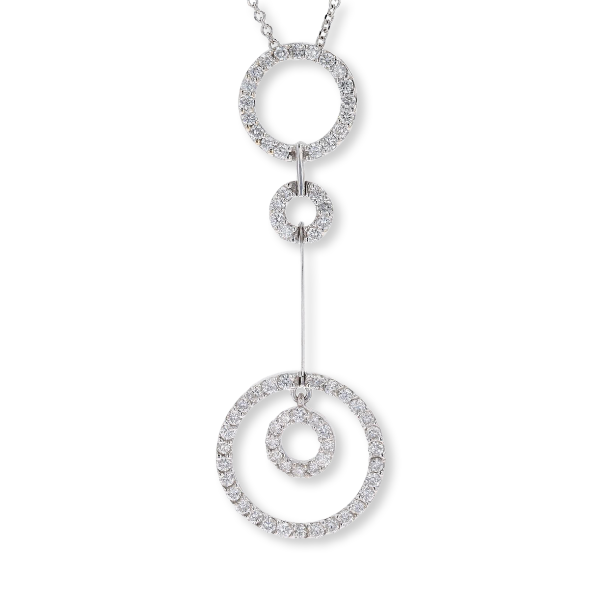 18ct White Gold Diamond Concentric Pendulum Pendant & Chain