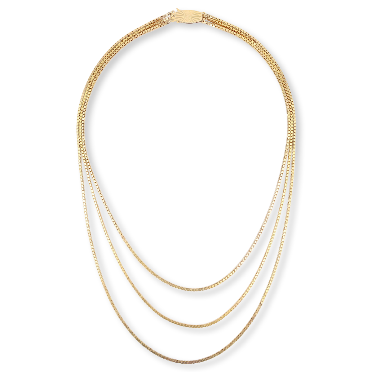 9ct Yellow Gold Triple Venetian Box Link Necklace