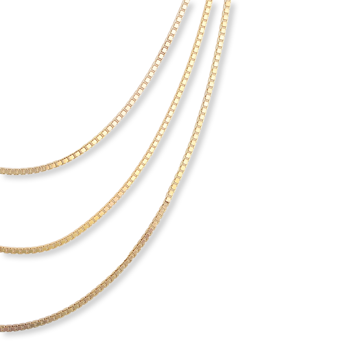 9ct Yellow Gold Triple Venetian Box Link Necklace