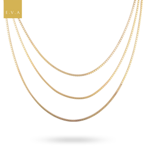 9ct Yellow Gold Triple Venetian Box Link Necklace