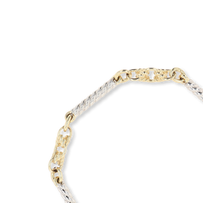 9ct Yellow & White Gold Twisted Bar & Lover’s Knot Link Bracelet