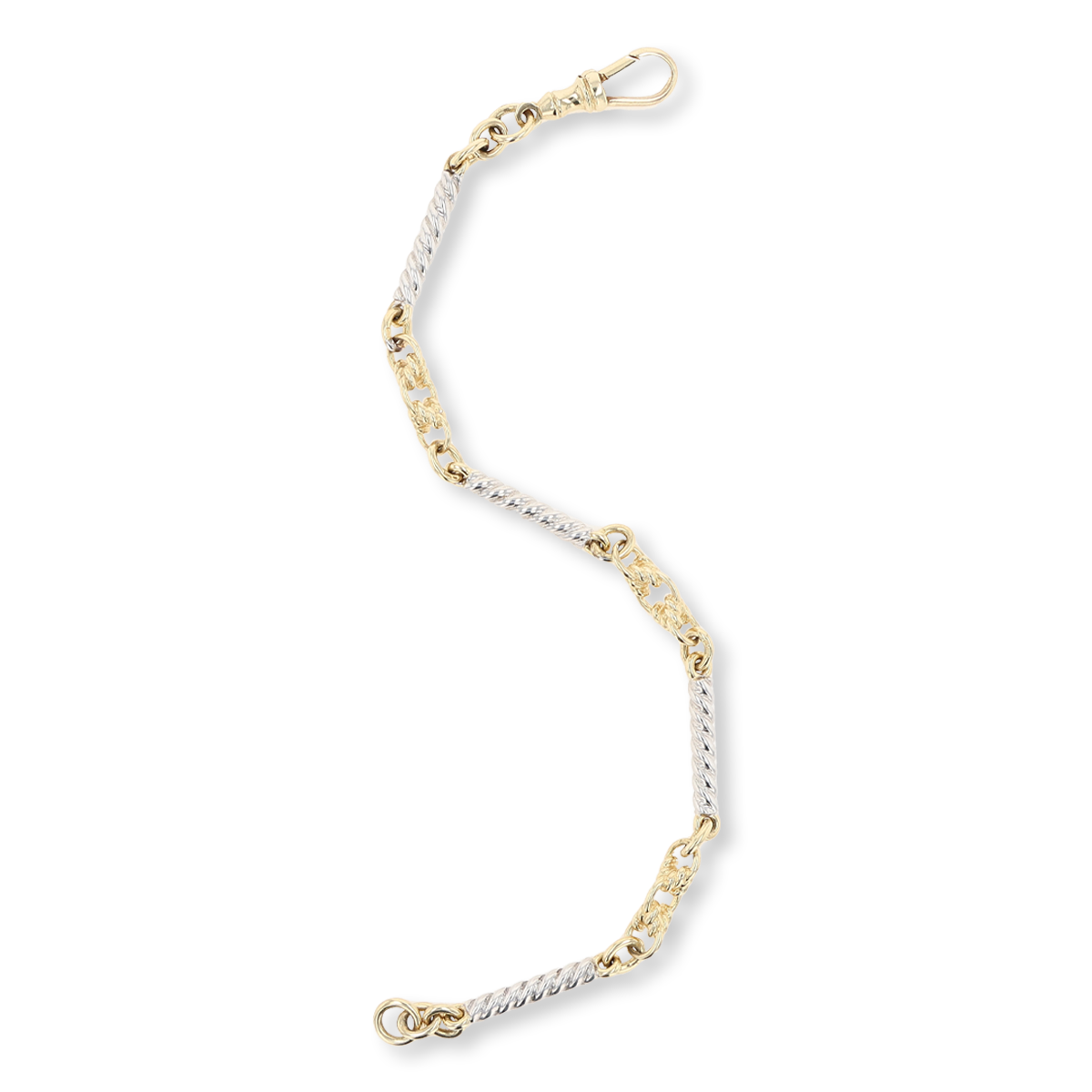 9ct Yellow & White Gold Twisted Bar & Lover’s Knot Link Bracelet