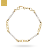 9ct Yellow & White Gold Twisted Bar & Lover’s Knot Link Bracelet