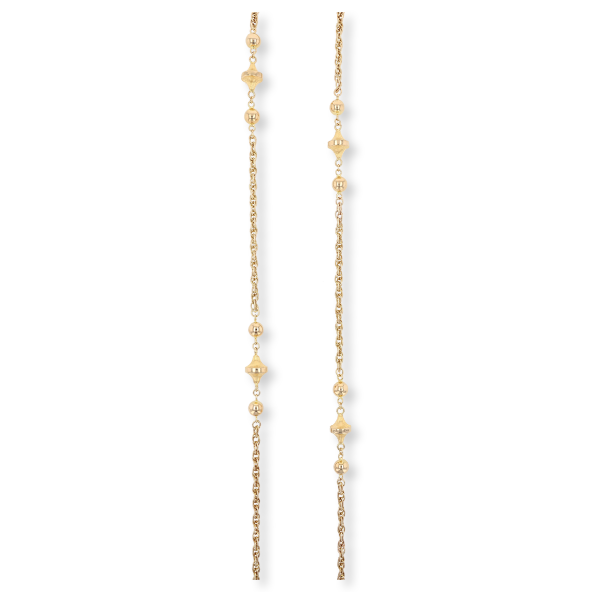 9ct Yellow Gold Braided Prince of Wales Spindle & Ball Necklace