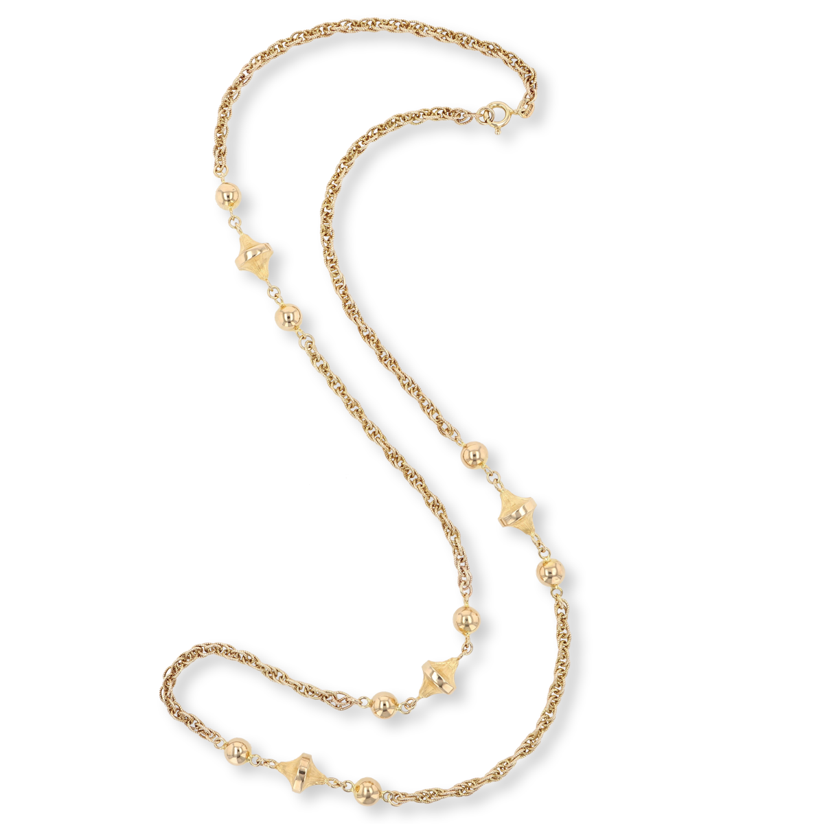 9ct Yellow Gold Braided Prince of Wales Spindle & Ball Necklace