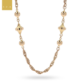 9ct Yellow Gold Braided Prince of Wales Spindle & Ball Necklace