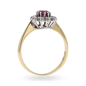 18ct Yellow Gold Ruby & Diamond Cluster Ring