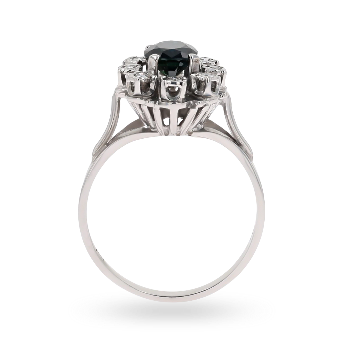 18ct White Gold Sapphire & Diamond Snowflake Cluster Ring