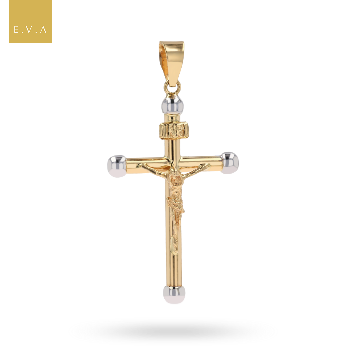 18ct Yellow & White Gold Crucifix Cross Pendant