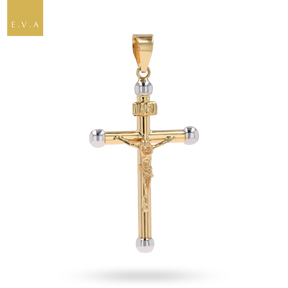 18ct Yellow & White Gold Crucifix Cross Pendant