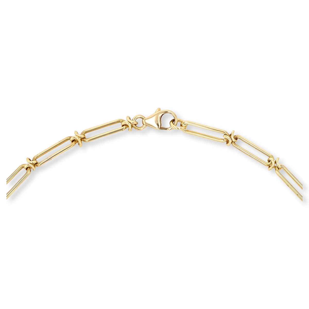 9ct Yellow Gold Paperclip & Knot Link Collarette Necklace