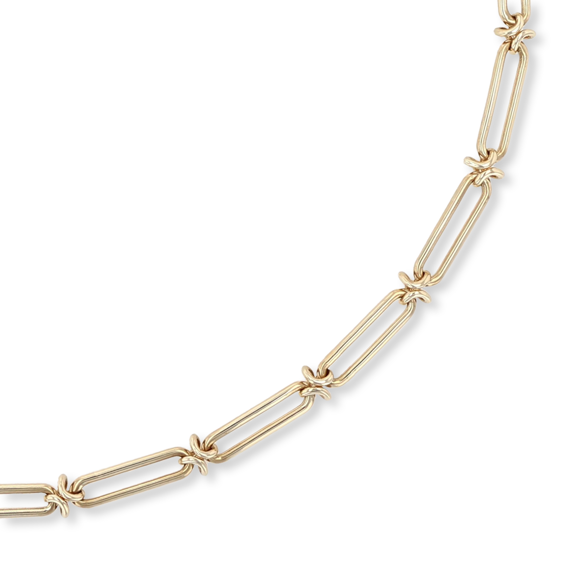 9ct Yellow Gold Paperclip & Knot Link Collarette Necklace