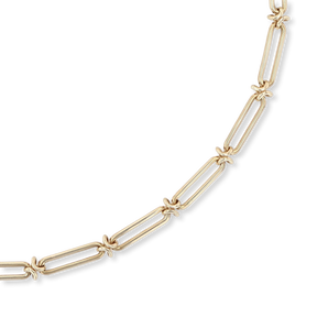 9ct Yellow Gold Paperclip & Knot Link Collarette Necklace