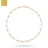 9ct Yellow Gold Paperclip & Knot Link Collarette Necklace