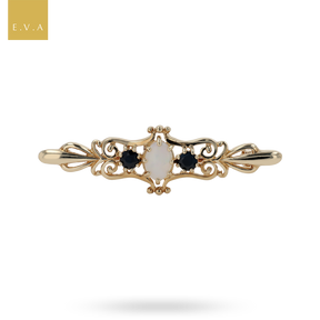 9ct Yellow Gold Opal & Sapphire Brooch