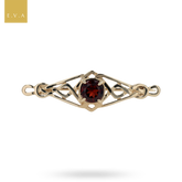 9ct Yellow Gold Celtic Love Knot Garnet Brooch