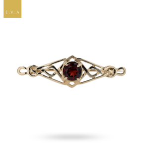 9ct Yellow Gold Celtic Love Knot Garnet Brooch