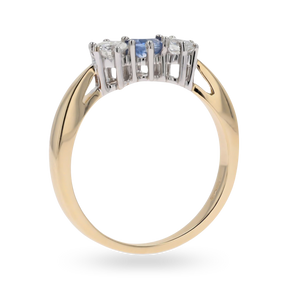 18ct Yellow Gold Sapphire & Diamond Trilogy Ring