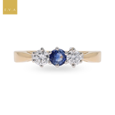 18ct Yellow Gold Sapphire & Diamond Trilogy Ring