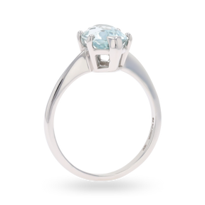 Platinum Marquise Cut Aquamarine Solitaire Ring