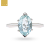 Platinum Marquise Cut Aquamarine Solitaire Ring