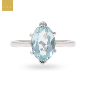 Platinum Marquise Cut Aquamarine Solitaire Ring