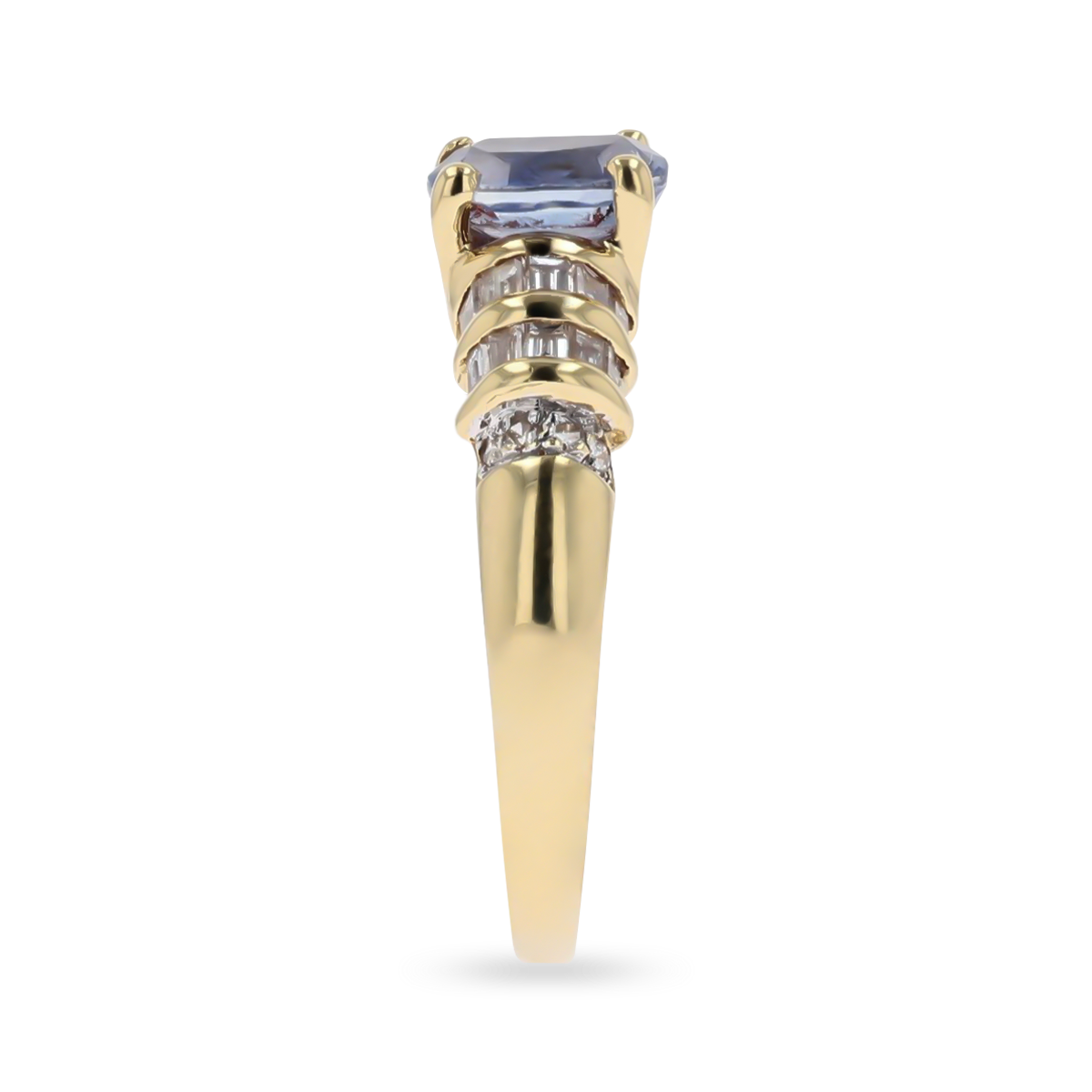 18ct Yellow Gold Sapphire & Diamond Triple Tier Ring