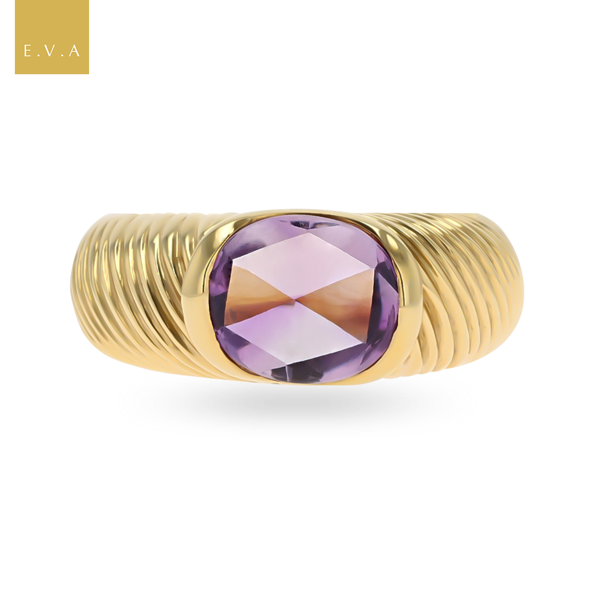 18ct Yellow Gold Amethyst Bombé Ring