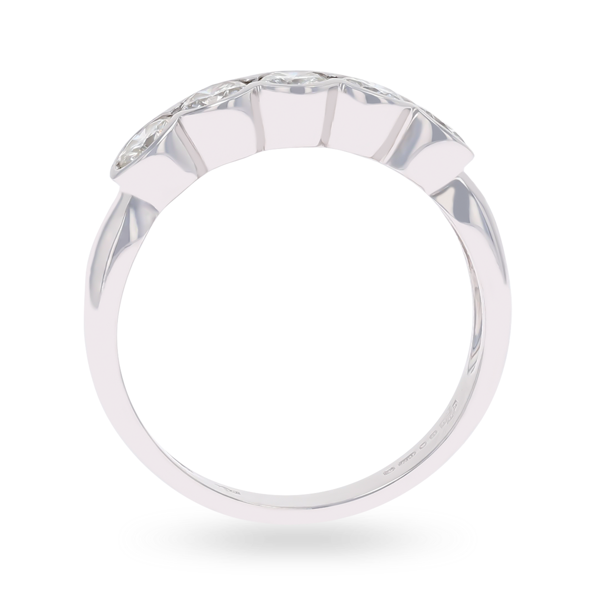 18ct White Gold Round Brilliant Cut 0.86cts Diamond Bezel Set Five Stone Ring