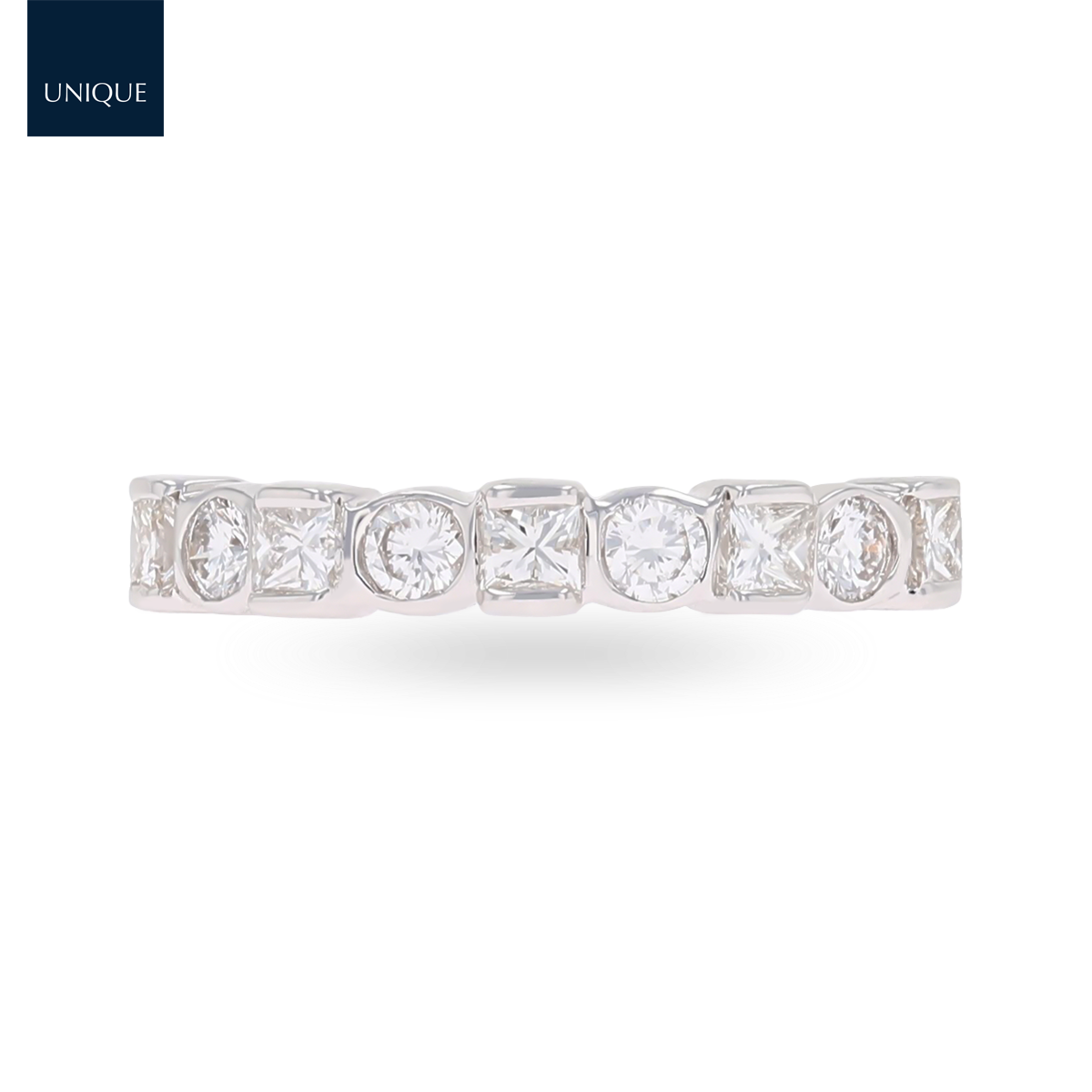 18ct White Gold Princess & Round Brilliant Cut 0.70ct Diamond Eternity Ring