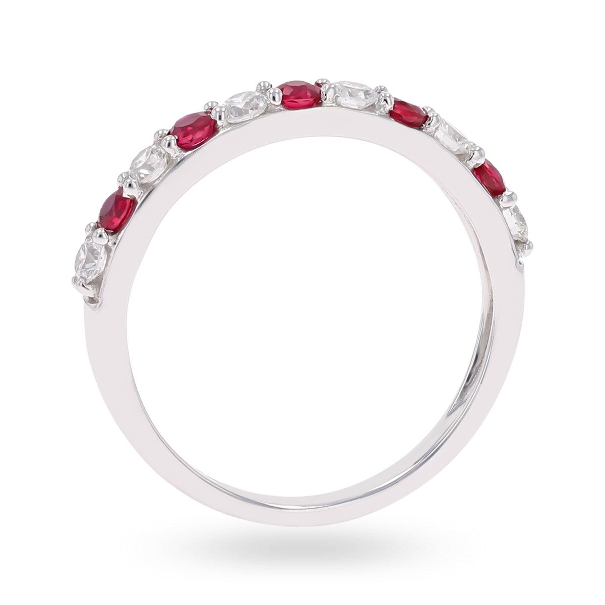 18ct White Gold Ruby & 0.41cts Diamond Claw Set Eternity Ring