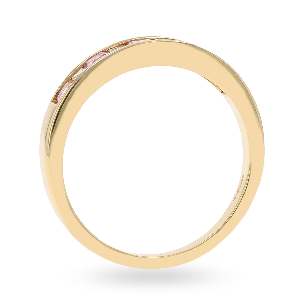 18ct Yellow Gold Princess Cut Pink Sapphire & Baguette Cut Diamond Ring