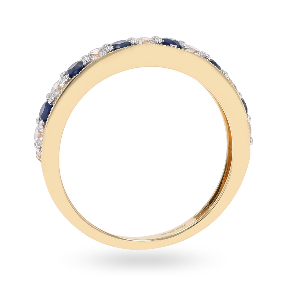 18ct Yellow Gold 0.40cts Diamond & Sapphire Mille-Grain Set Eternity Ring