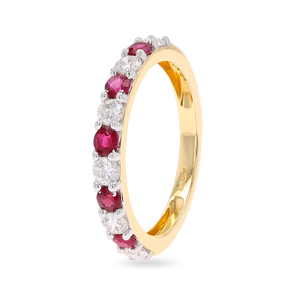 18ct Yellow Gold Ruby & 0.54cts Diamond Claw Set Eternity Ring