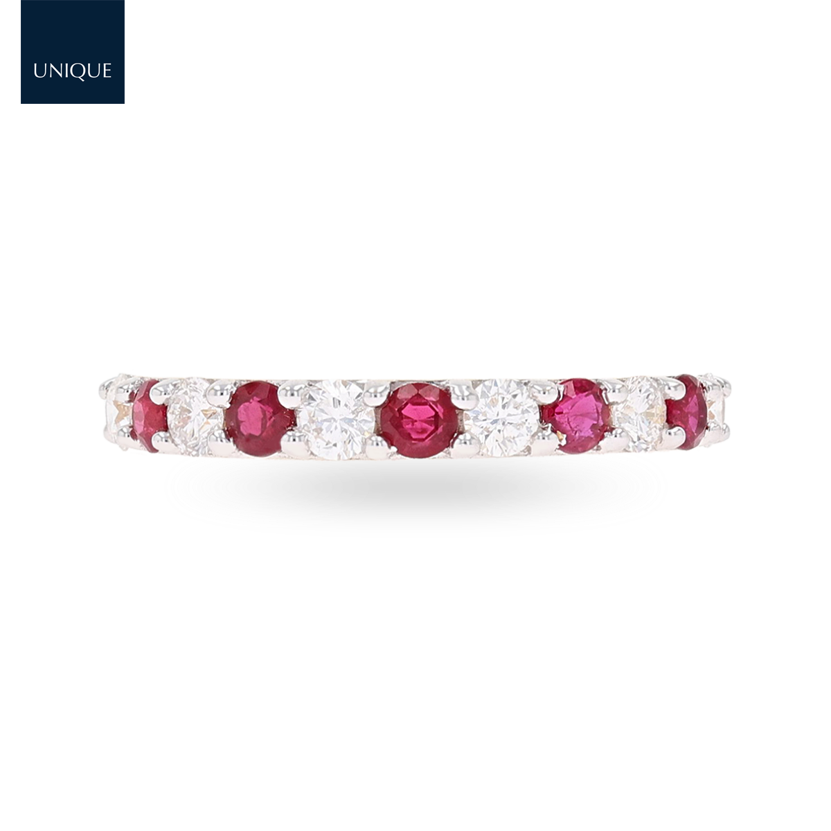 18ct Yellow Gold Ruby & 0.54cts Diamond Claw Set Eternity Ring