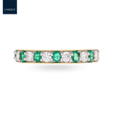 18ct Yellow Gold 0.40cts Diamond & Emerald Mille-Grain Set Eternity Ring