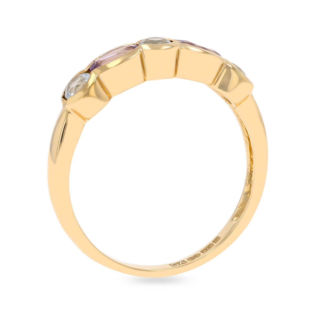 9ct Yellow Gold Blue Topaz & Amethyst Ring
