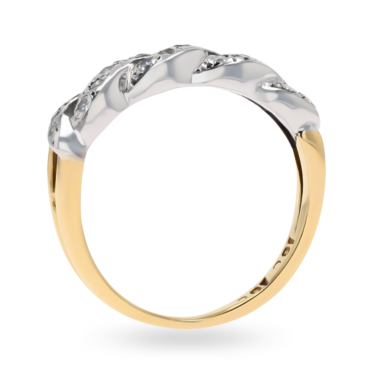 18ct Yellow Gold Diamond Set Plait Ring