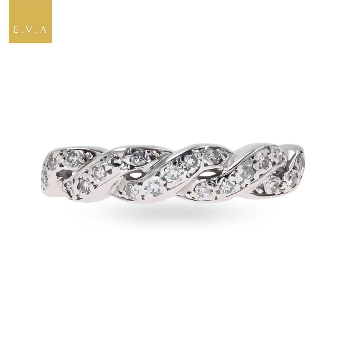 18ct Yellow Gold Diamond Set Plait Ring