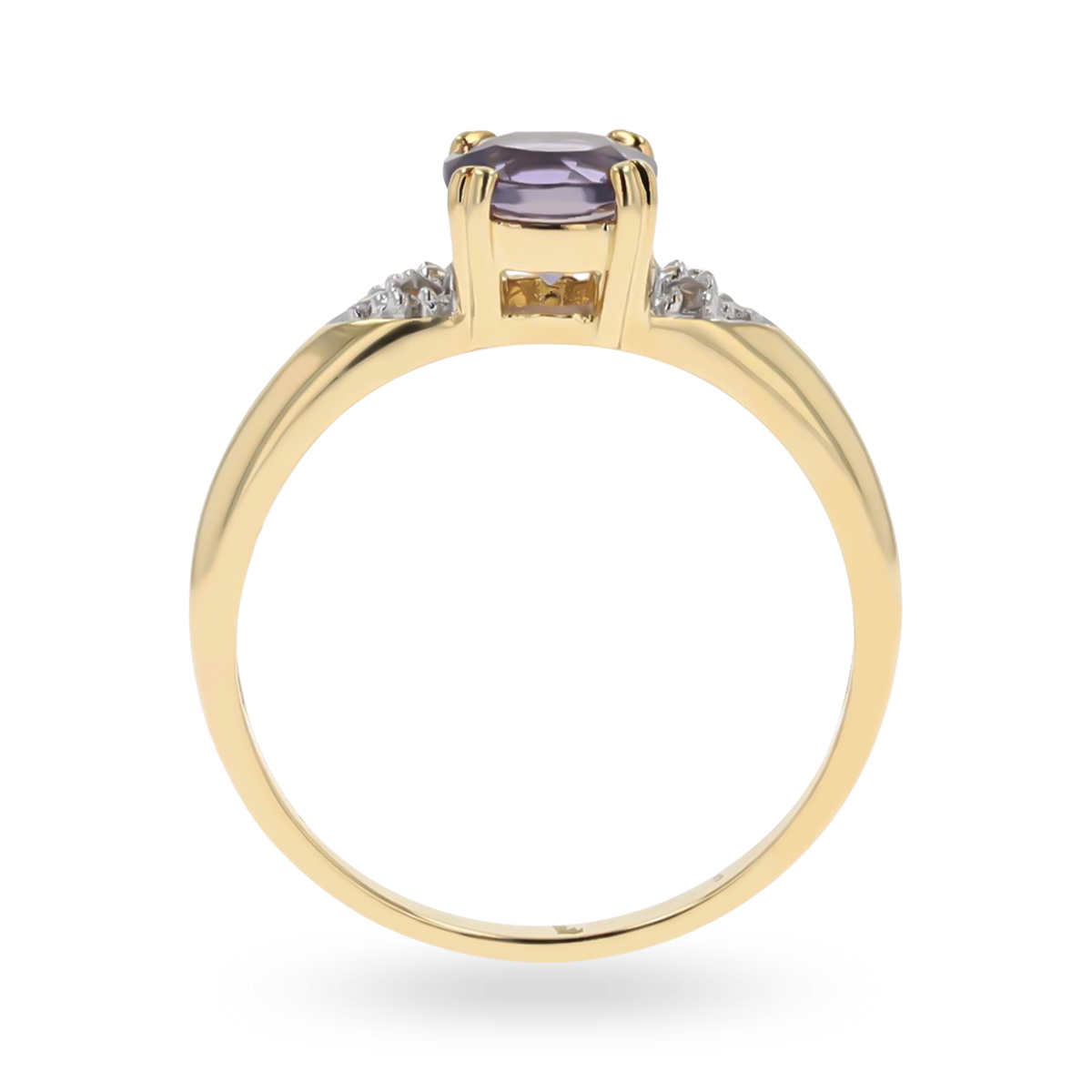 9ct Yellow Gold Iolite & Diamond Solitaire Ring