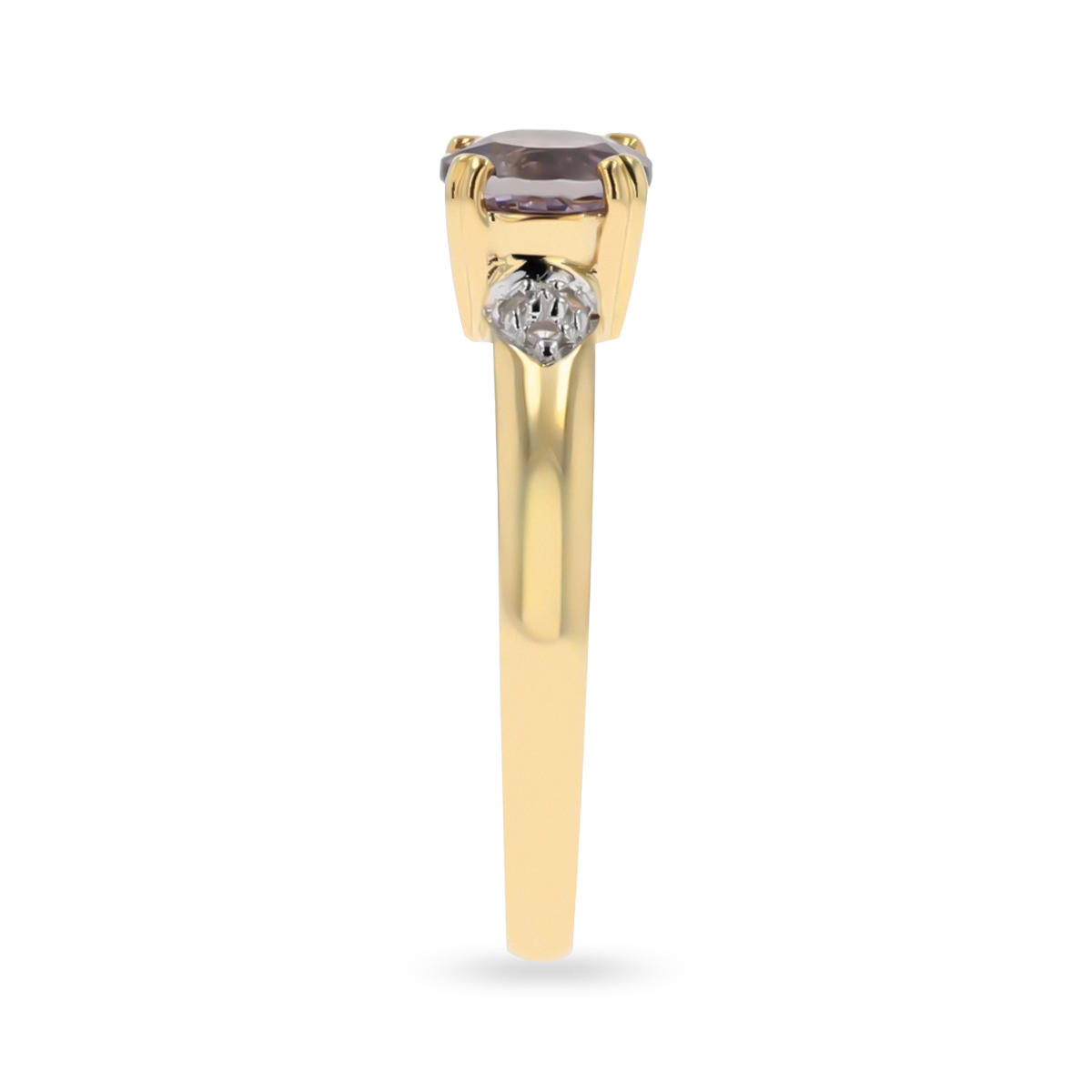 9ct Yellow Gold Iolite & Diamond Solitaire Ring