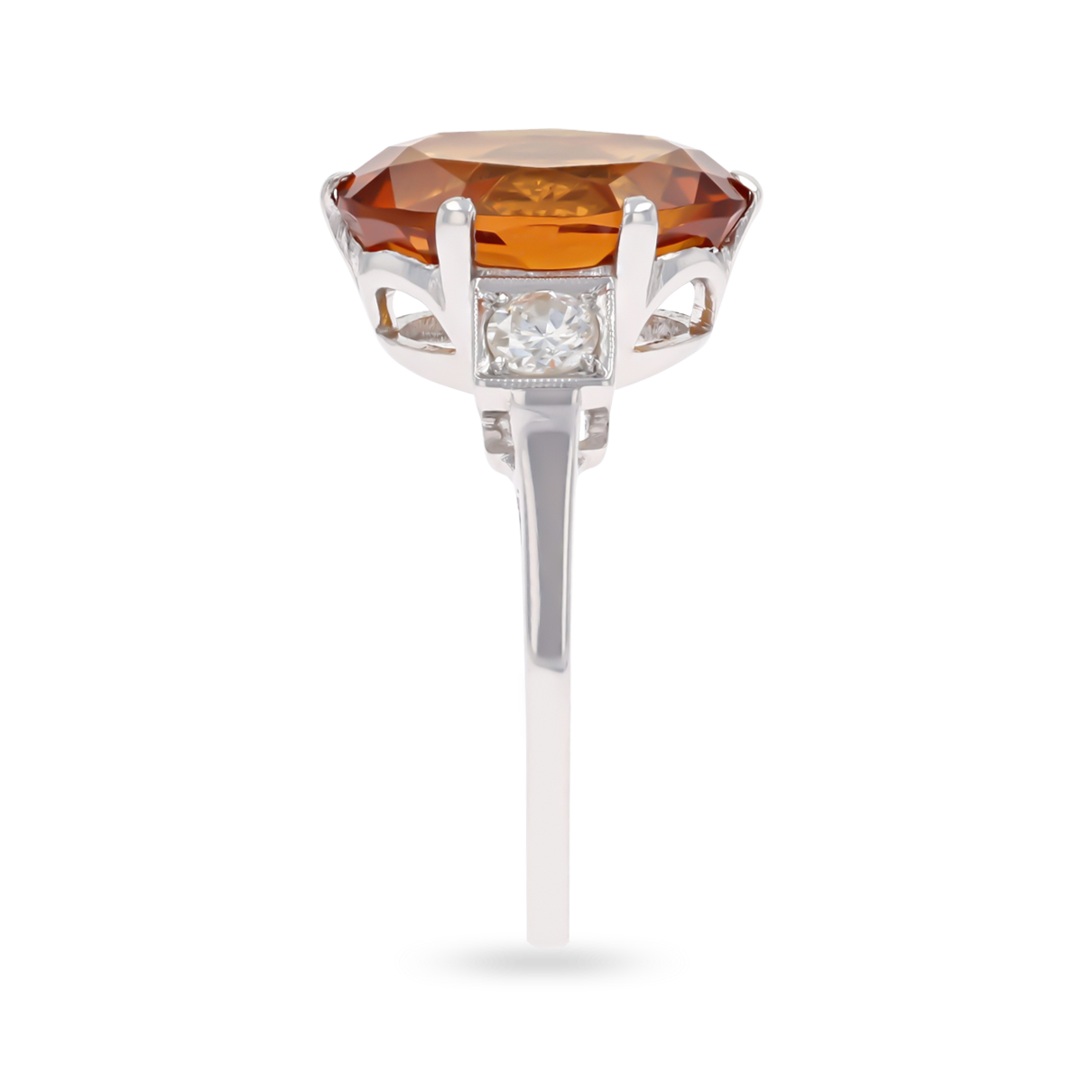 Citrine & Diamond Trilogy Ring