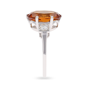 Citrine & Diamond Trilogy Ring