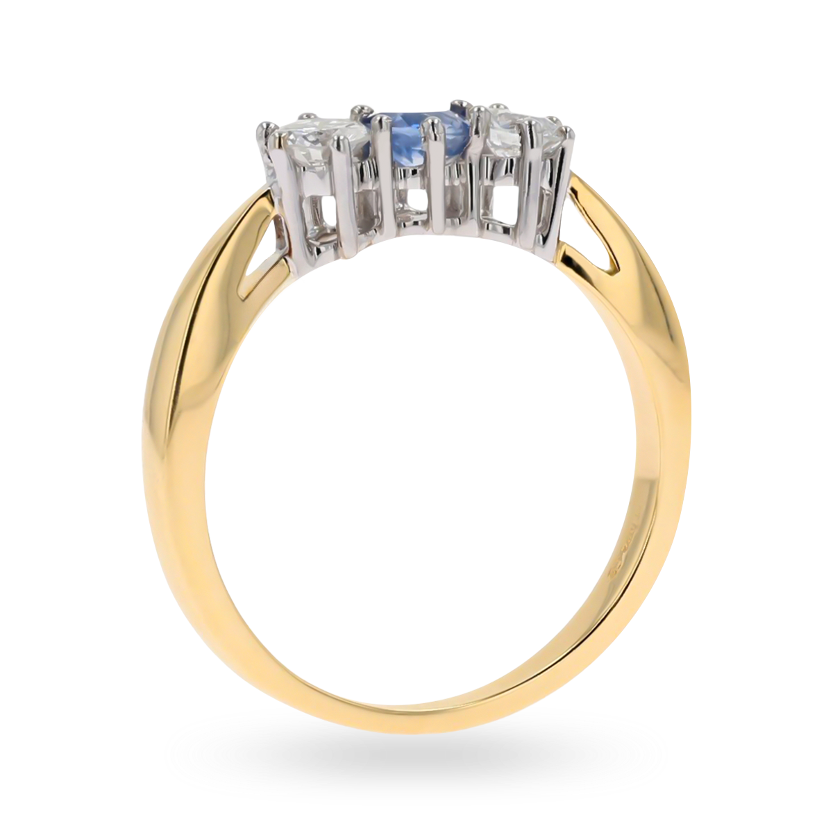 18ct Yellow Gold Sapphire & Diamond Trilogy Ring