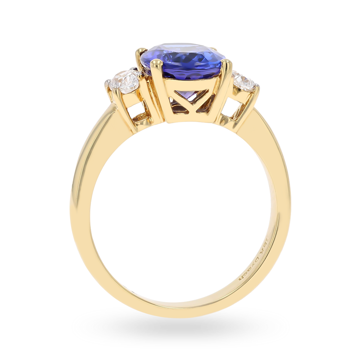 18ct White Gold Oval Shaped Tanzanite & Diamond Trilogy Ring