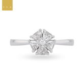 18ct White Gold Trilliant Cut 0.65ct Diamond Flower Ring